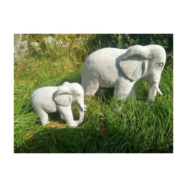 Granit Elefant med hvide stdtnder