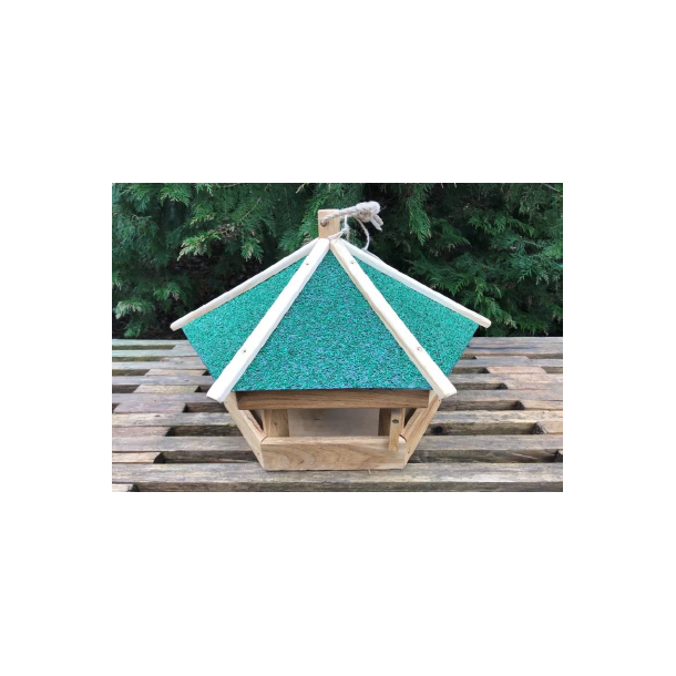 Fuglehus med gr�nt tagpaptag 44cm