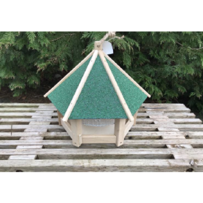 Fuglehus med net, grnt tagpaptag, 44cm