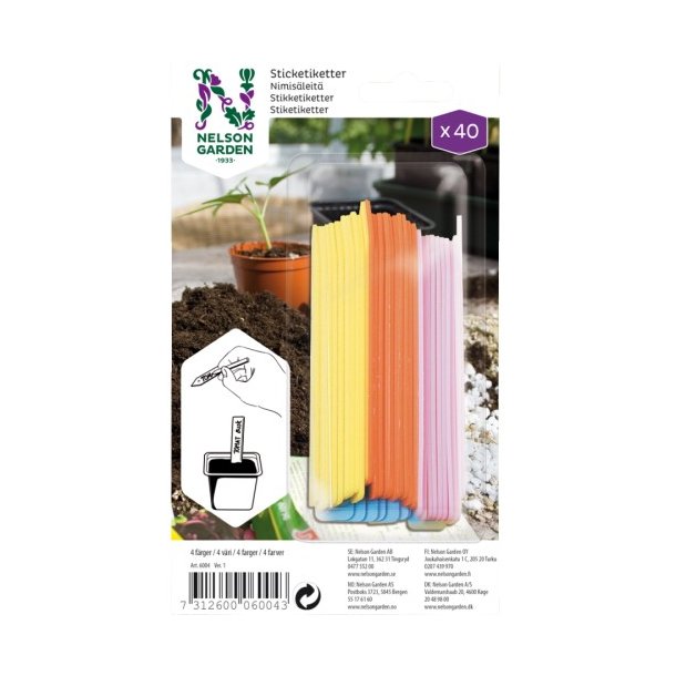 Stiketiketter i fire farver